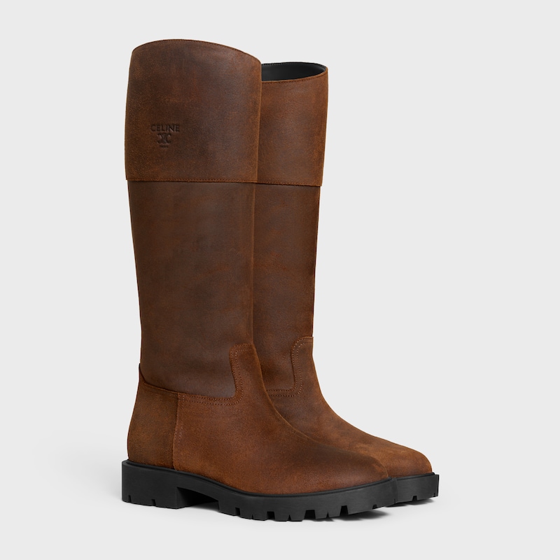margaret - high boot in waxed suede calfskin