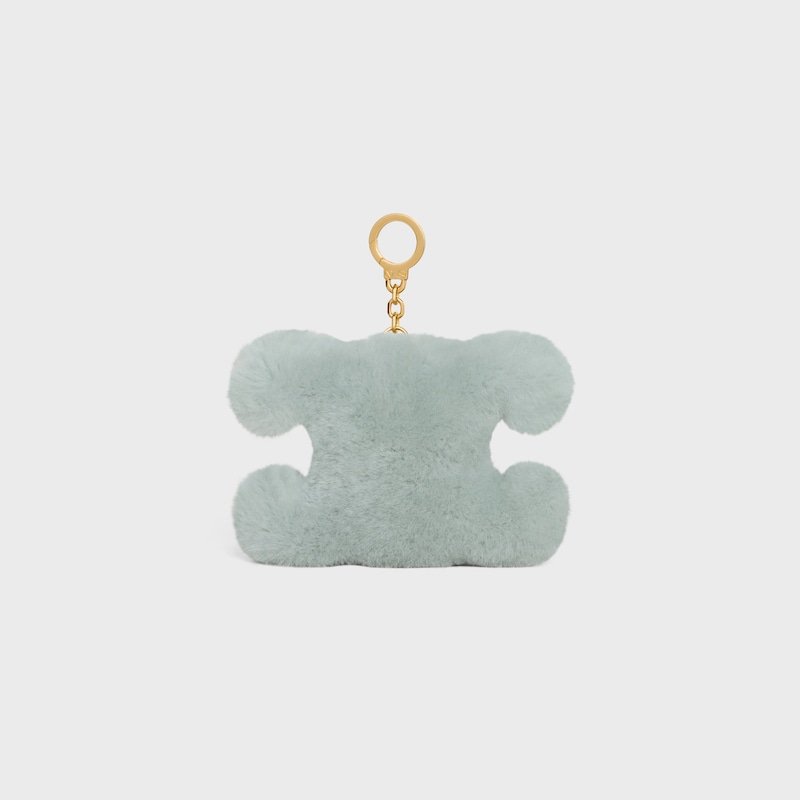 triomphe pom-pom keyring with heart in shearling and calfskin with gold finishing