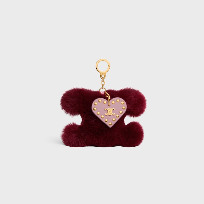 triomphe pom-pom charm in shearling and calfskin