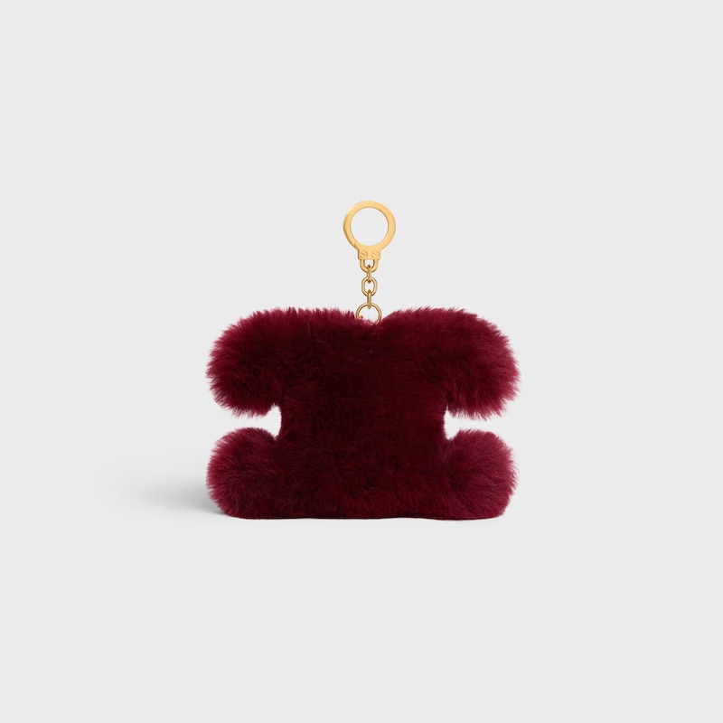 triomphe pom-pom charm in shearling and calfskin