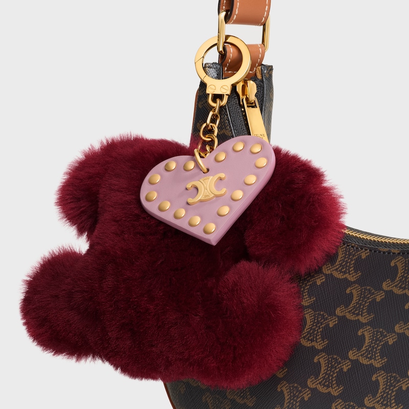 triomphe pom-pom charm in shearling and calfskin