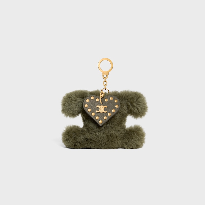 triomphe pom-pom charm in shearling and calfskin