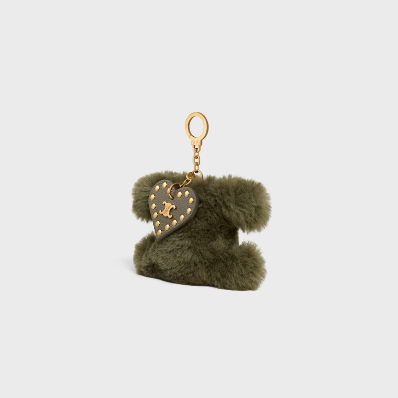 triomphe pom-pom charm in shearling and calfskin
