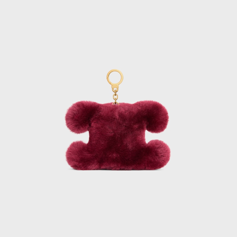 triomphe pom-pom charm in embroidered shearling and calfskin
