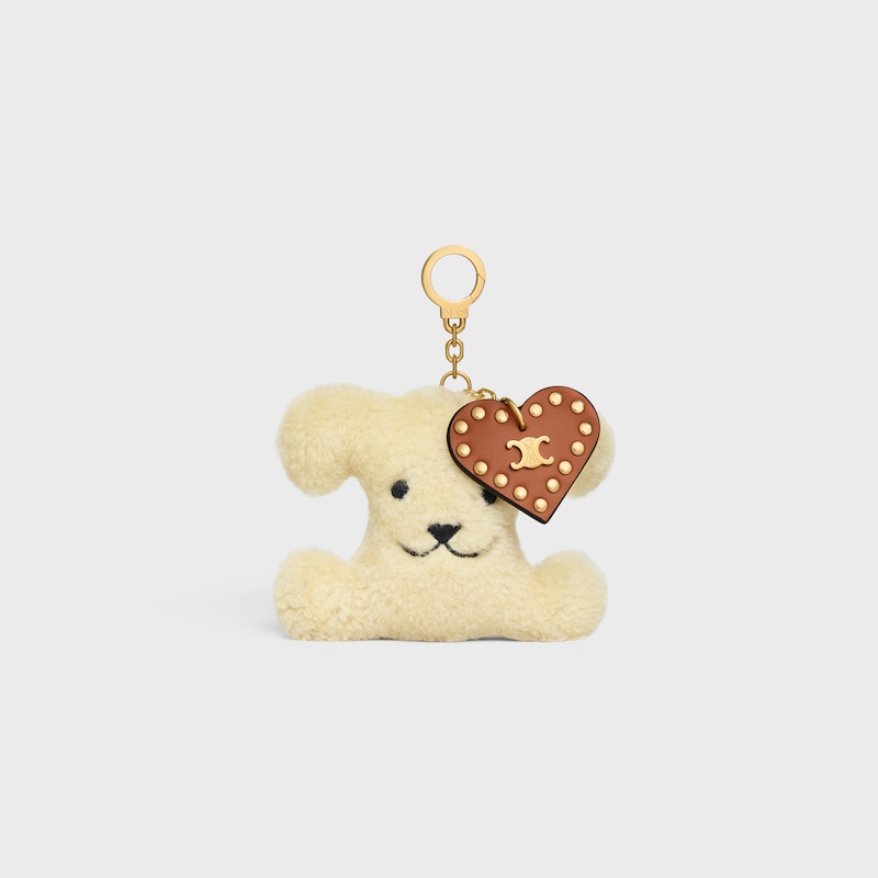 triomphe pom-pom charm in shearling and calfskin