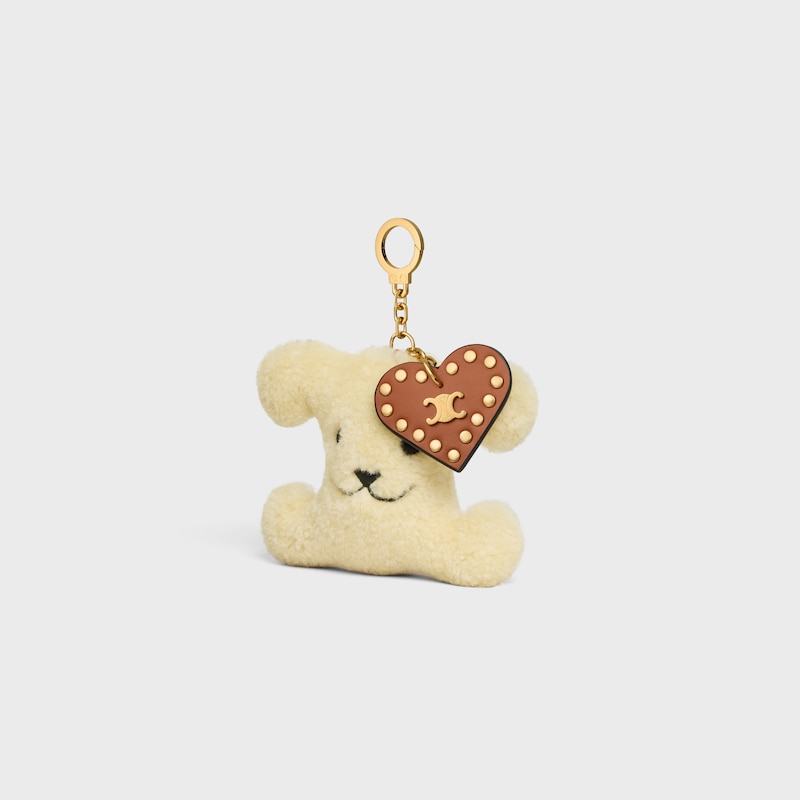 triomphe pom-pom charm in shearling and calfskin