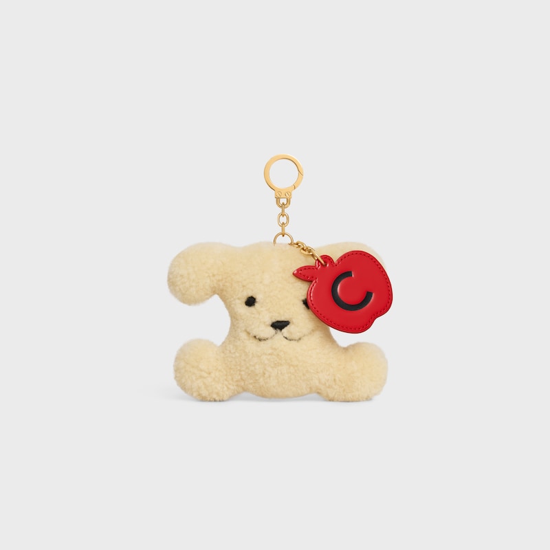 triomphe pom-pom charm apple in shearling and calfskin