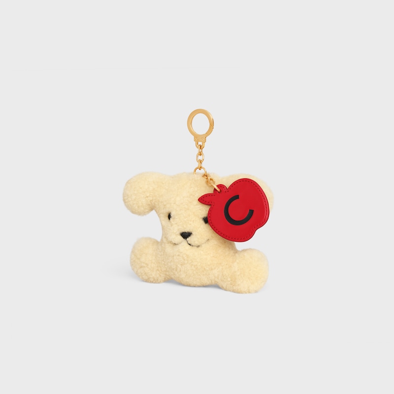 triomphe pom-pom charm apple in shearling and calfskin