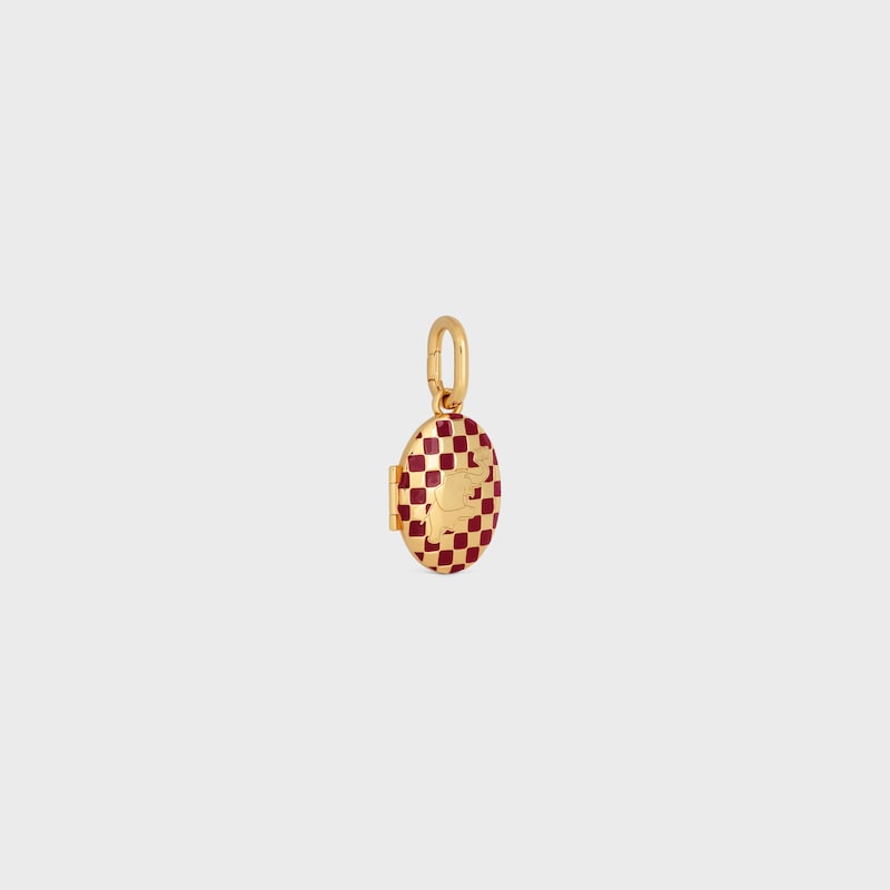 celine charms elephant locket in brass with gold finish enamel and steel
