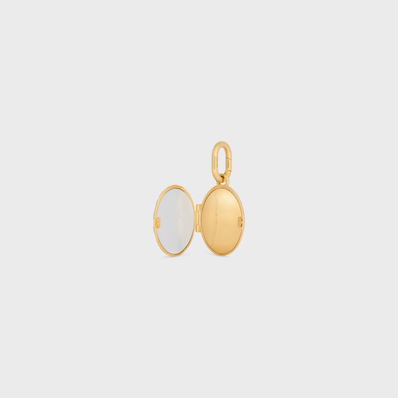 celine charms elephant locket in brass with gold finish enamel and steel