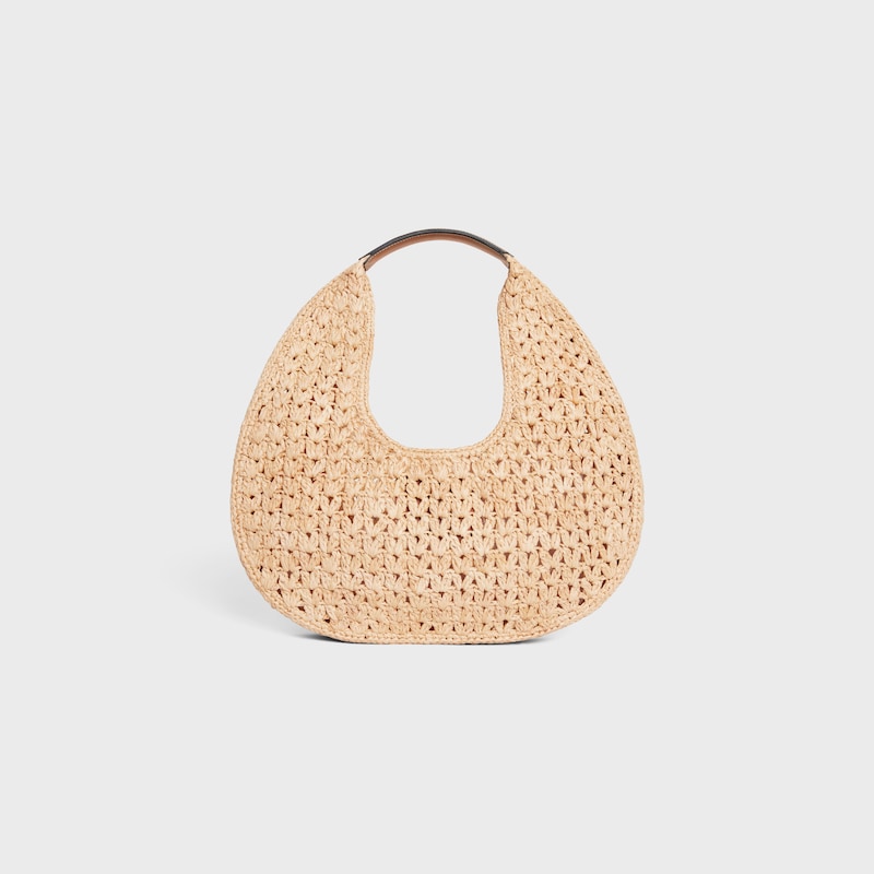 celine classic panier hobo bag in raffia and calfskin
