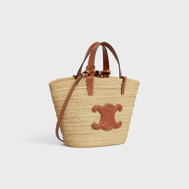 teen supple celine classic panier in raffia and calfskin