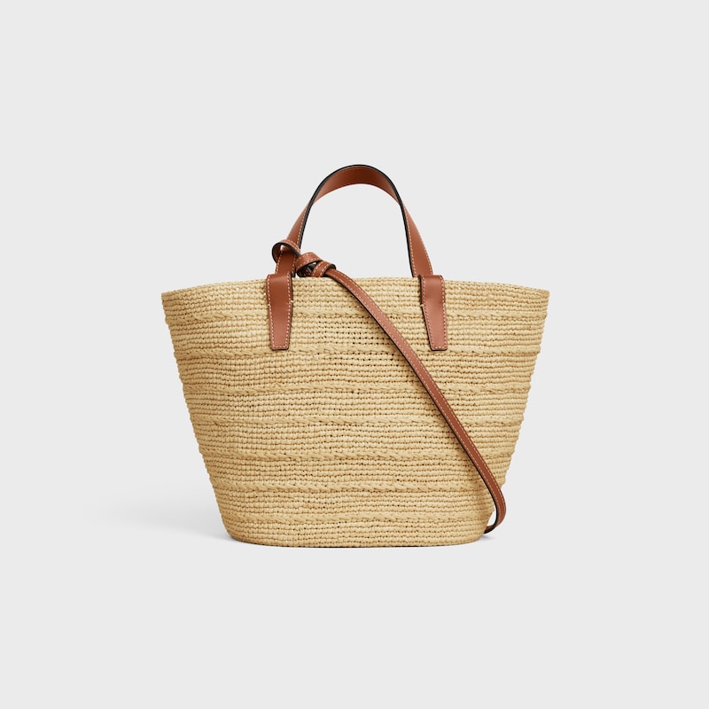 teen supple celine classic panier in raffia and calfskin