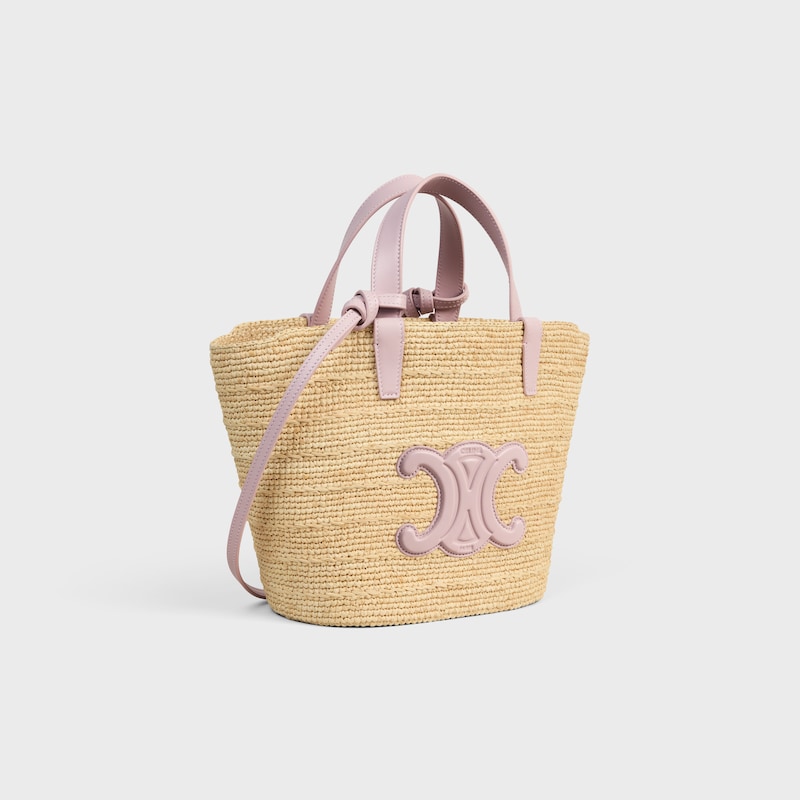 teen supple celine classic panier in raffia and calfskin