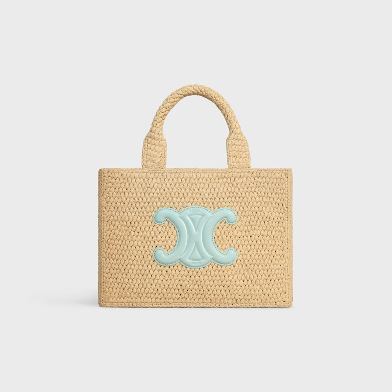 small cabas thais in raffia and calfskin