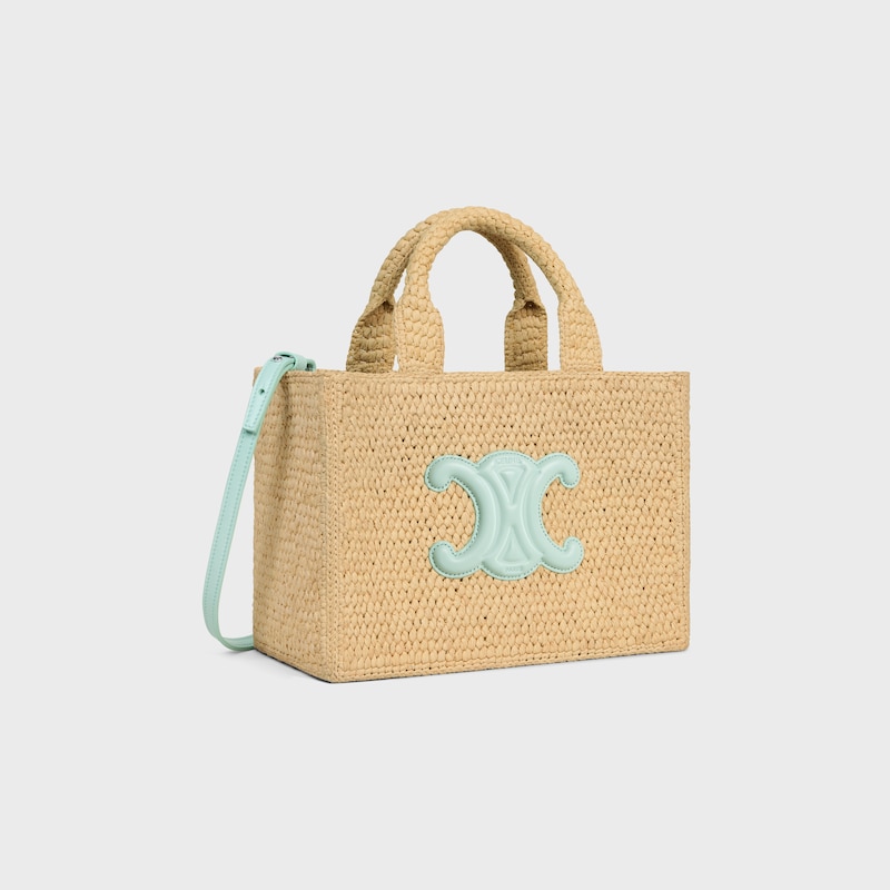 small cabas thais in raffia and calfskin