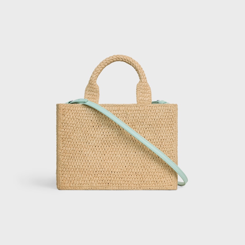 small cabas thais in raffia and calfskin