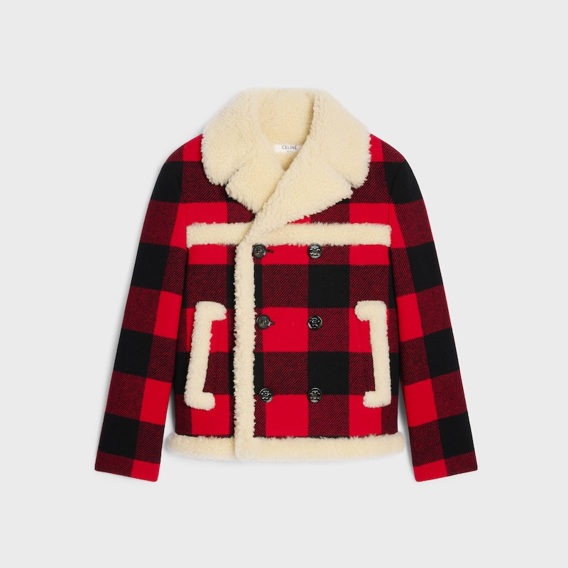 peacoat in check wool