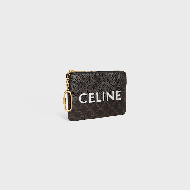 coin purse in triomphe canvas with celine print