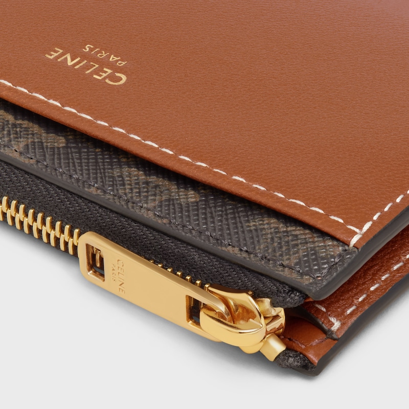 zipped card holder in triomphe canvas and lambskin