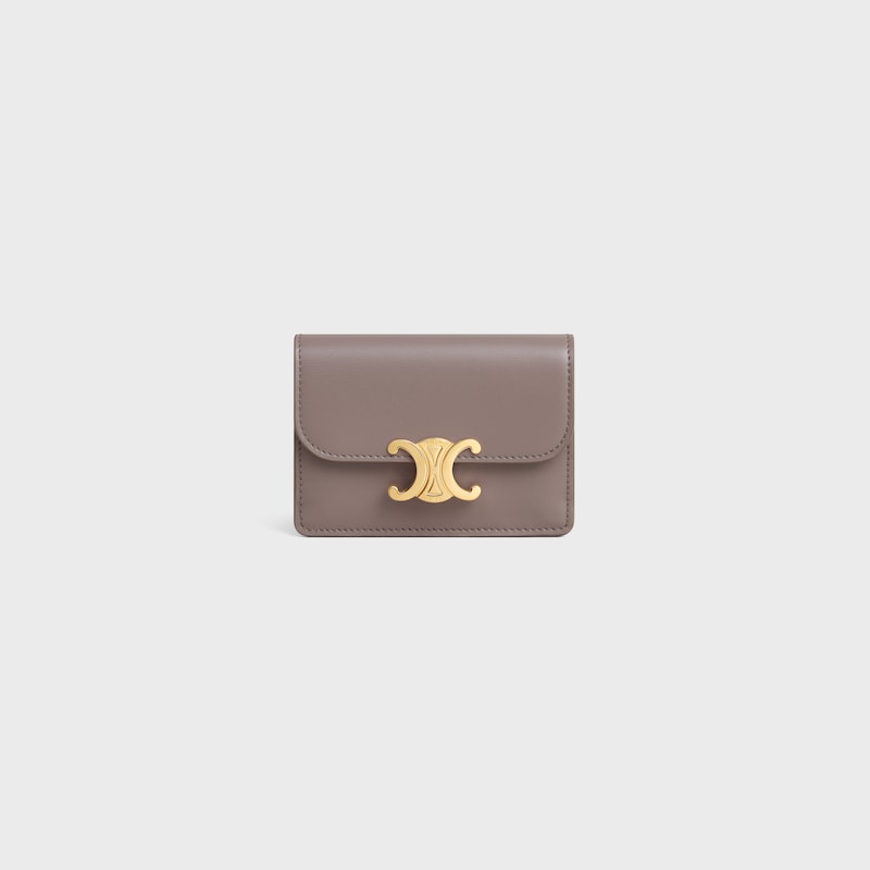 card holder with flap triomphe in shiny calfskin