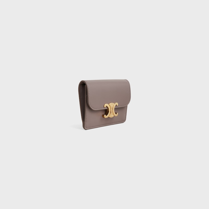card holder with flap triomphe in shiny calfskin