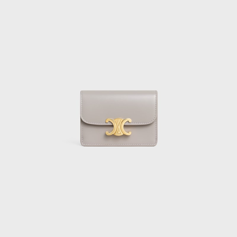 card holder with flap triomphe in shiny calfskin