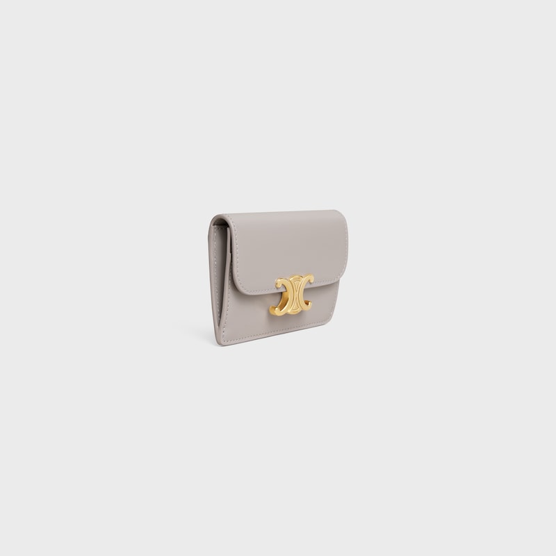 card holder with flap triomphe in shiny calfskin