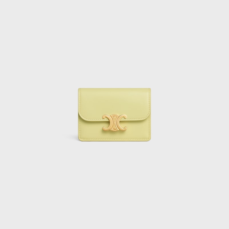 card holder with flap triomphe in shiny calfskin