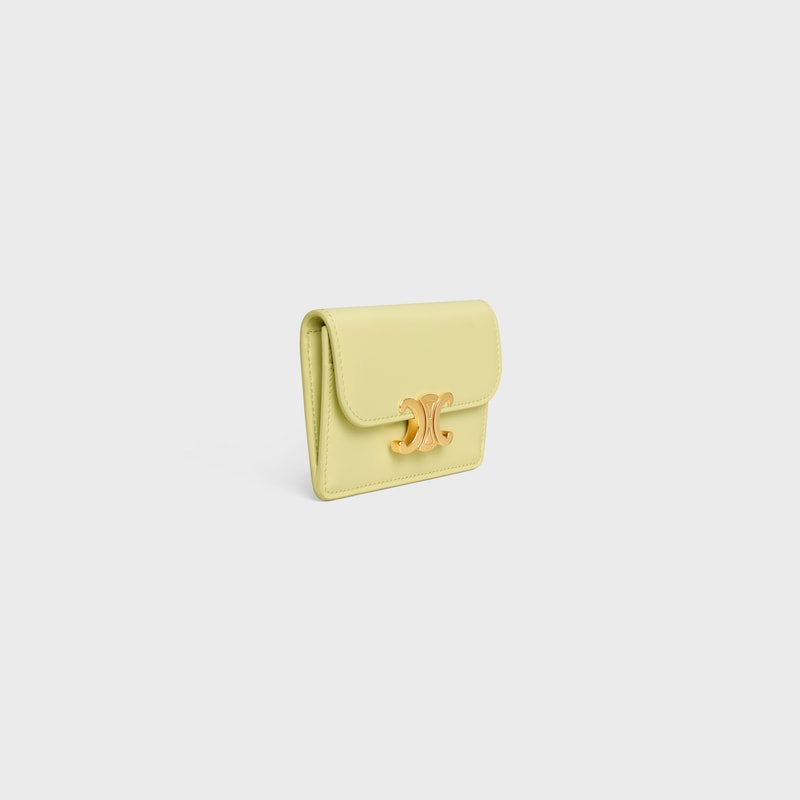 card holder with flap triomphe in shiny calfskin