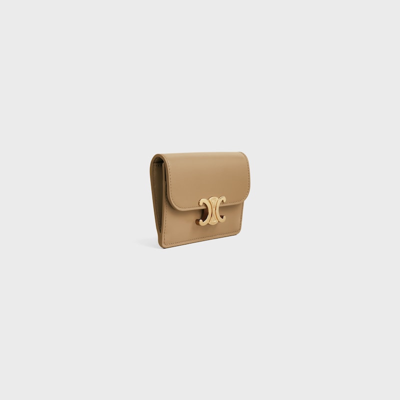 card holder with flap triomphe in shiny calfskin