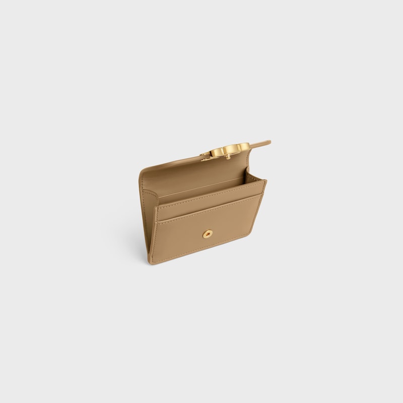 card holder with flap triomphe in shiny calfskin