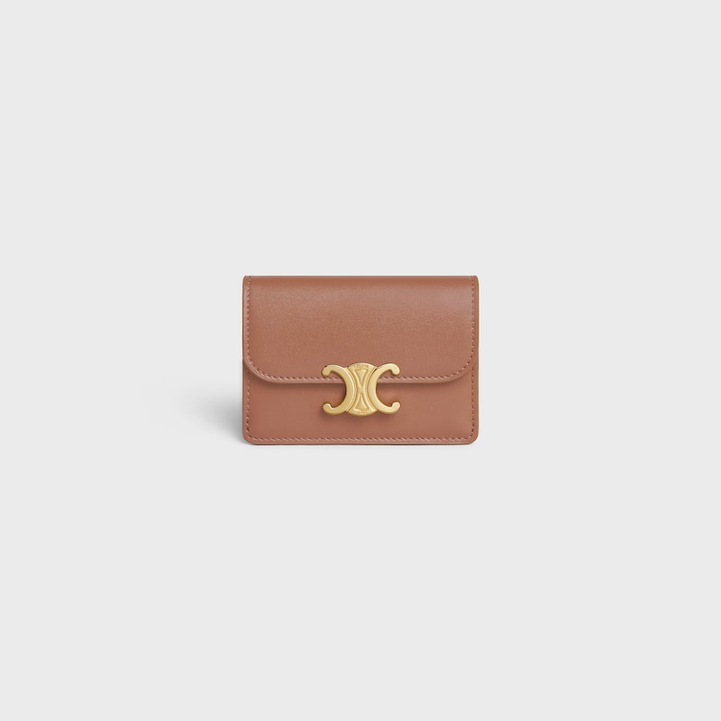 card holder with flap triomphe in shiny calfskin
