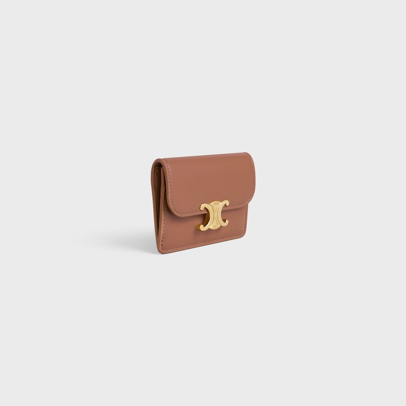card holder with flap triomphe in shiny calfskin