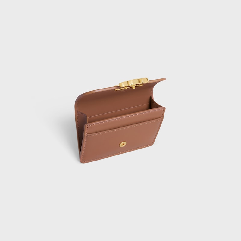 card holder with flap triomphe in shiny calfskin