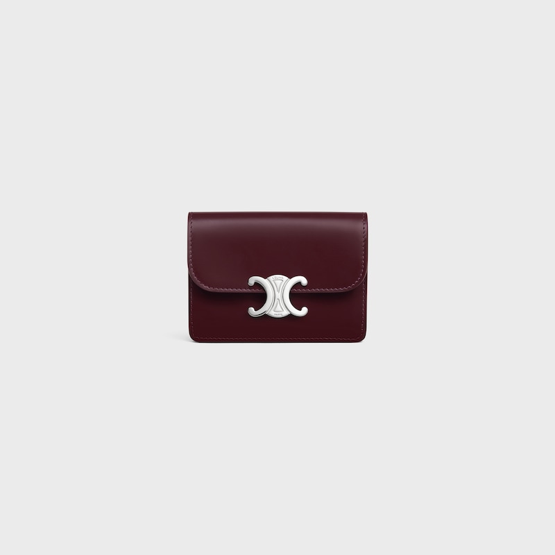 card holder with flap triomphe in shiny calfskin