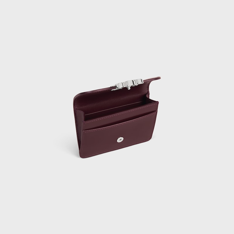 card holder with flap triomphe in shiny calfskin