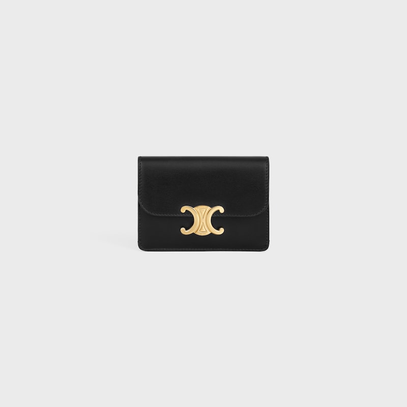 card holder with flap triomphe in shiny calfskin