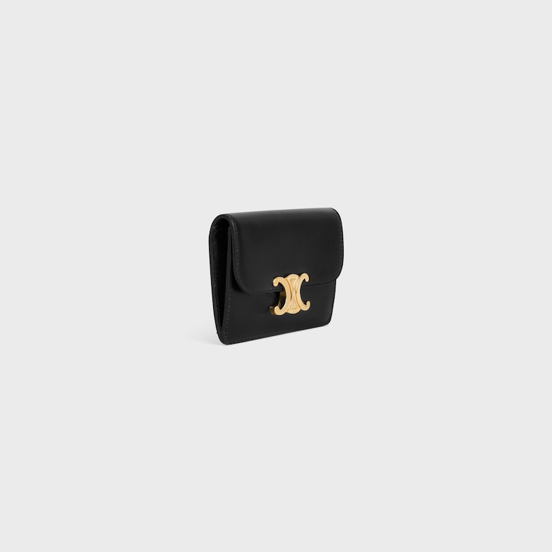 card holder with flap triomphe in shiny calfskin
