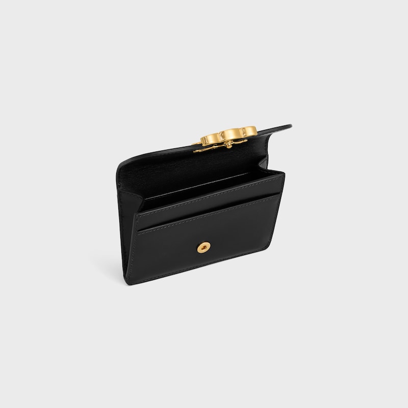 card holder with flap triomphe in shiny calfskin