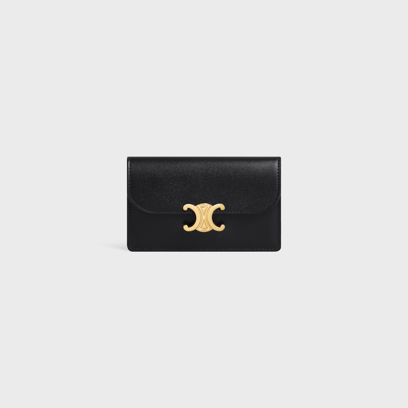 long card holder with flap triomphe in shiny calfskin
