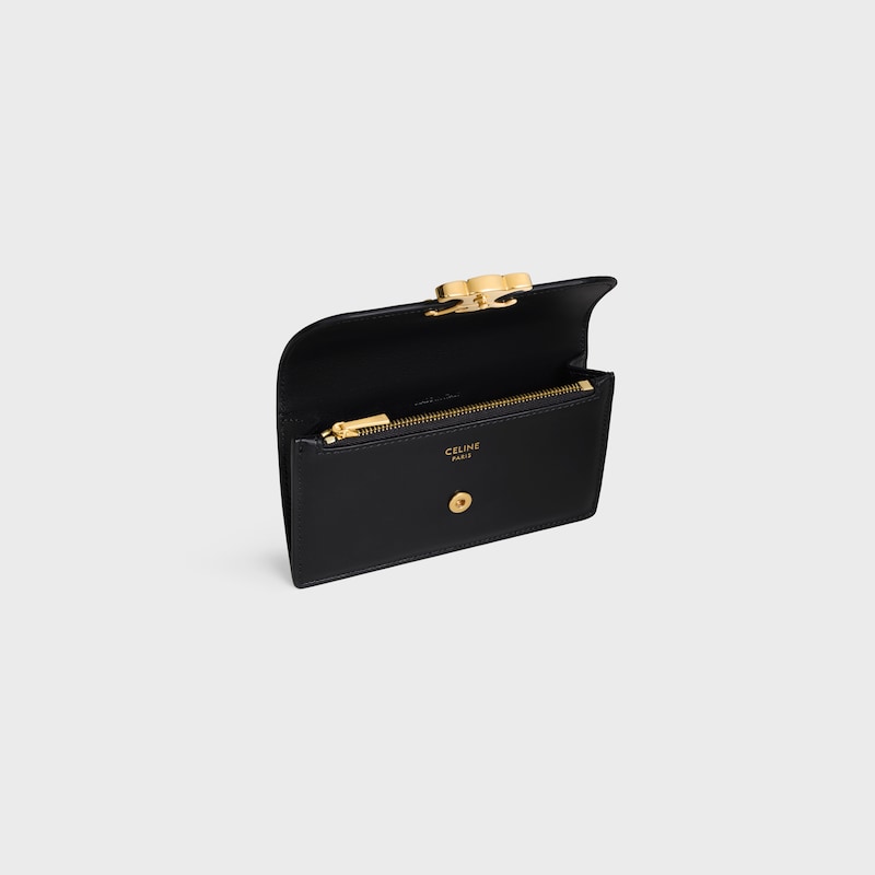long card holder with flap triomphe in shiny calfskin