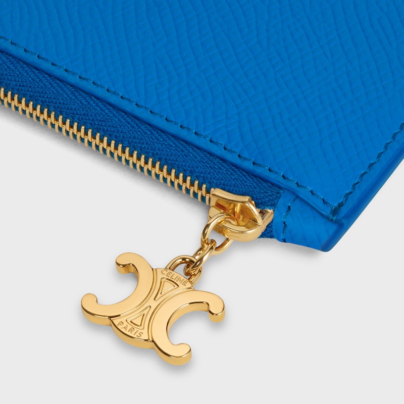 long zipped card holder in grained calfskin