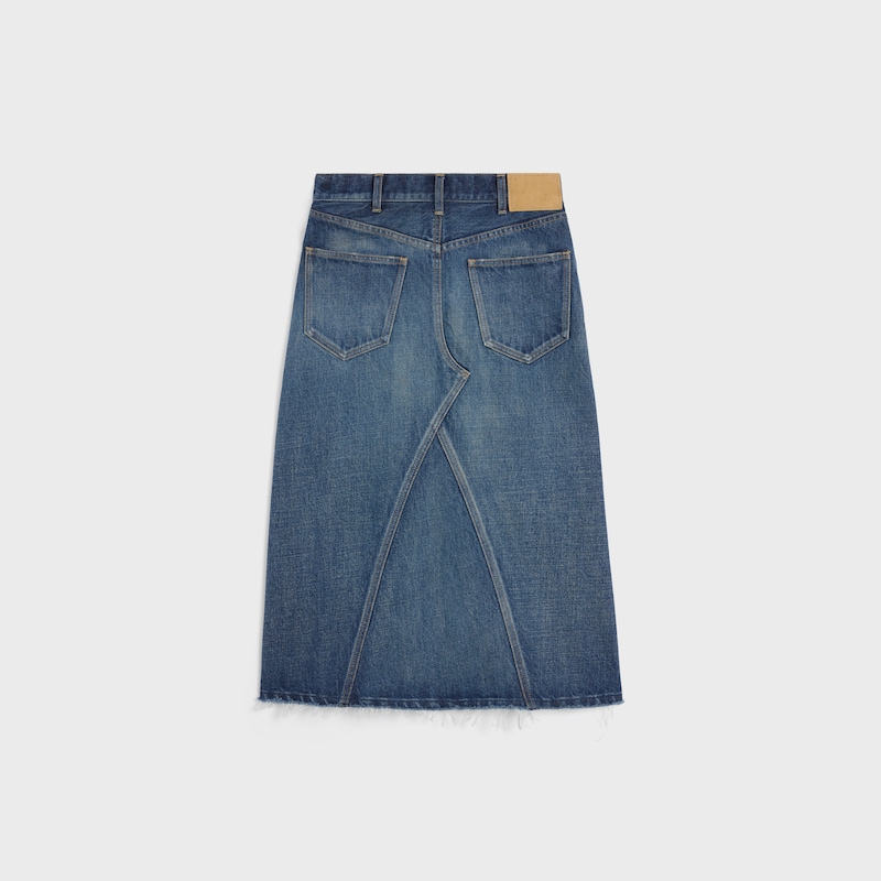 midi skirt in dark union wash denim