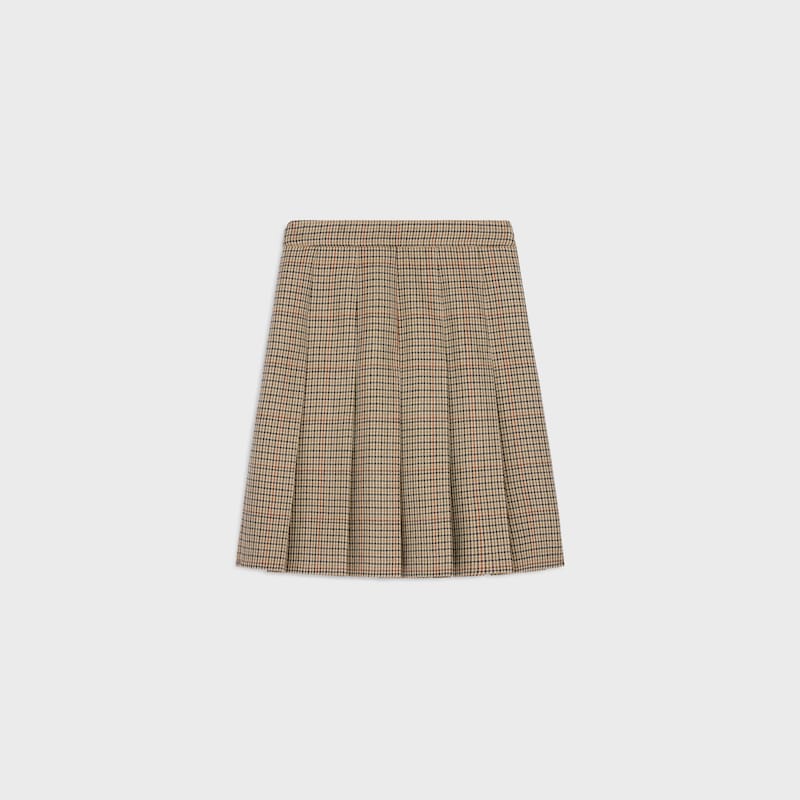 pleated skirt in houndstooth wool