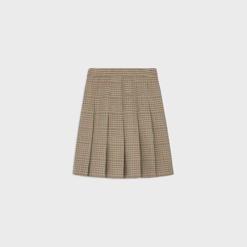 pleated skirt in houndstooth wool
