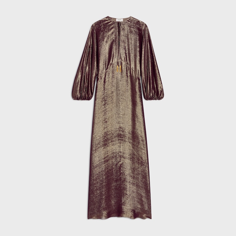 caftan dress in lameacute silk