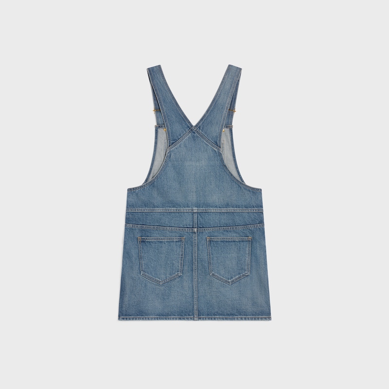 dungarees mini dress in union wash denim