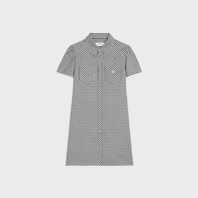 mini shirt dress in vichy silk