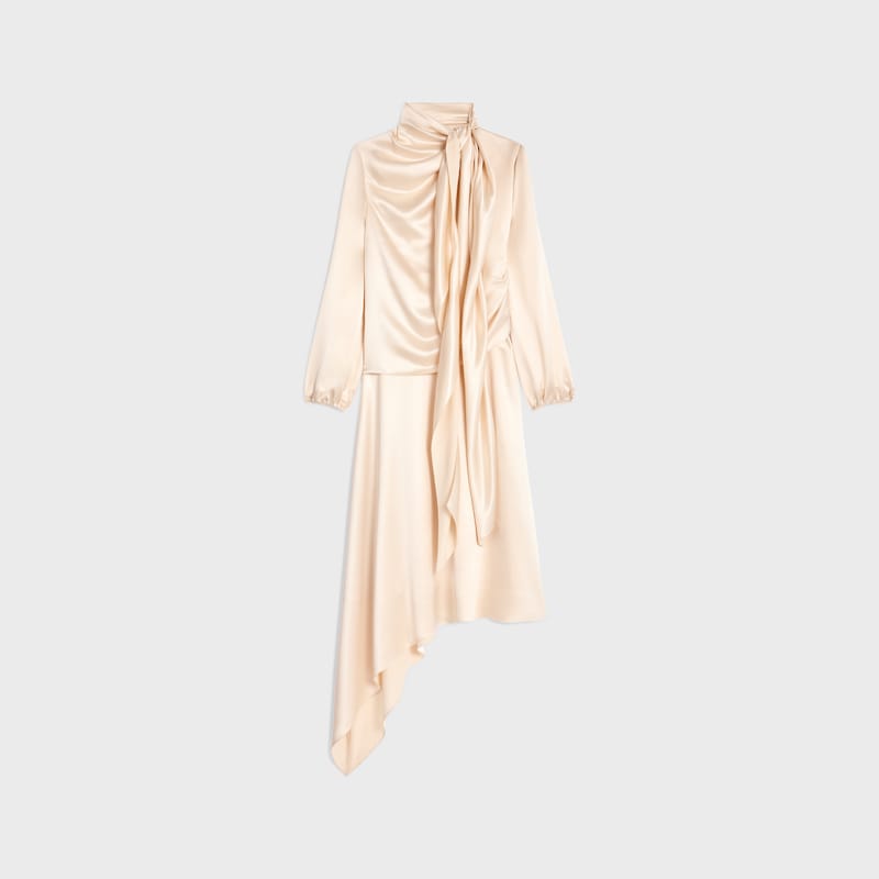 draped dress in silk satin